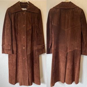 VTG Roger Kuper Leather Brown Longline Unique Western Jacket 70s